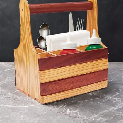 Wooden Dual Tone Spoons Cutlery Holder Stand with Tissue Rack,Multicolor, Aqua
