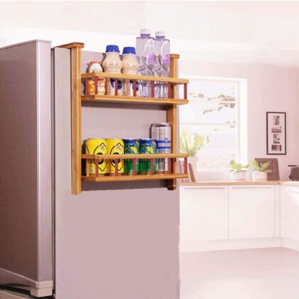 Braysons Wall Mount Refrigerator Rack Organizer Pantry Cabinet Spice Shelf Storage