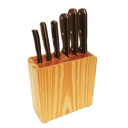 Braysons Heavy 6 Knife's Slot Wooden Block Stand Holder | Professional Kitchen Meat Vegetables Chopping Knives Slot Wooden 6 Slots Stand