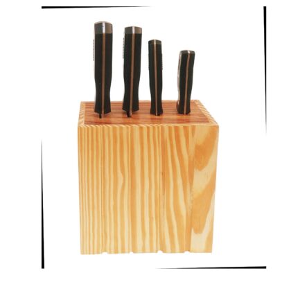 Braysons Heavy 4 Knife's Slot Wooden Block Stand Holder | Professional Kitchen Meat Vegetables Chopping Knives Wooden Holder Stand with 4 Slots