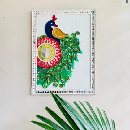 Braysons Wooden Peacock Lippan Art Hanging Wall Mounted Gift |Home Decor.|16x12Inches|